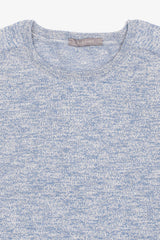 Maglia girocollo inserti a coste inglesi cielo-Dan John