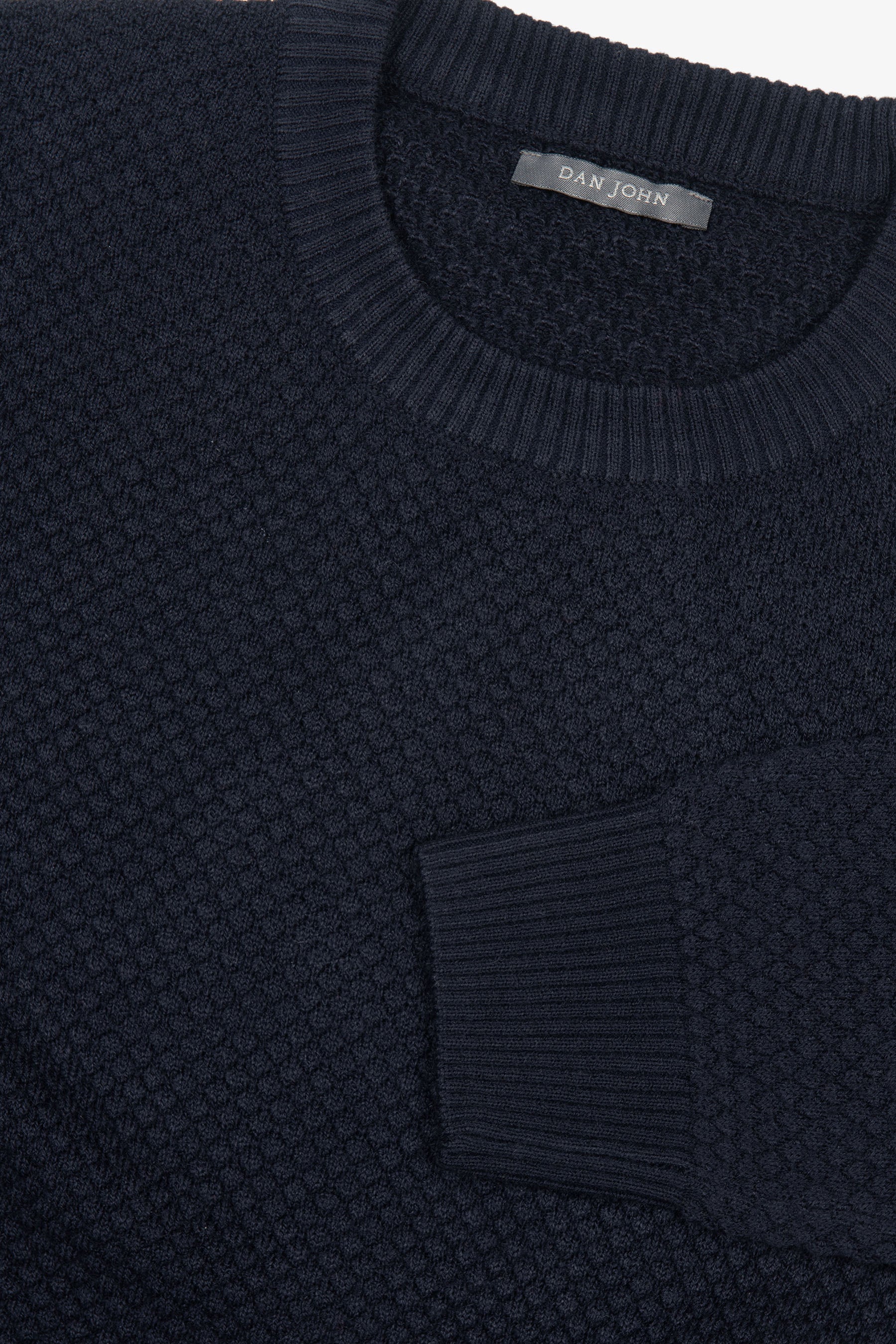 Maglia girocollo punto diamante blu-Dan John