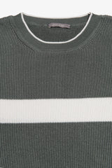 Maglia girocollo riga piazzata verde malva-Dan John