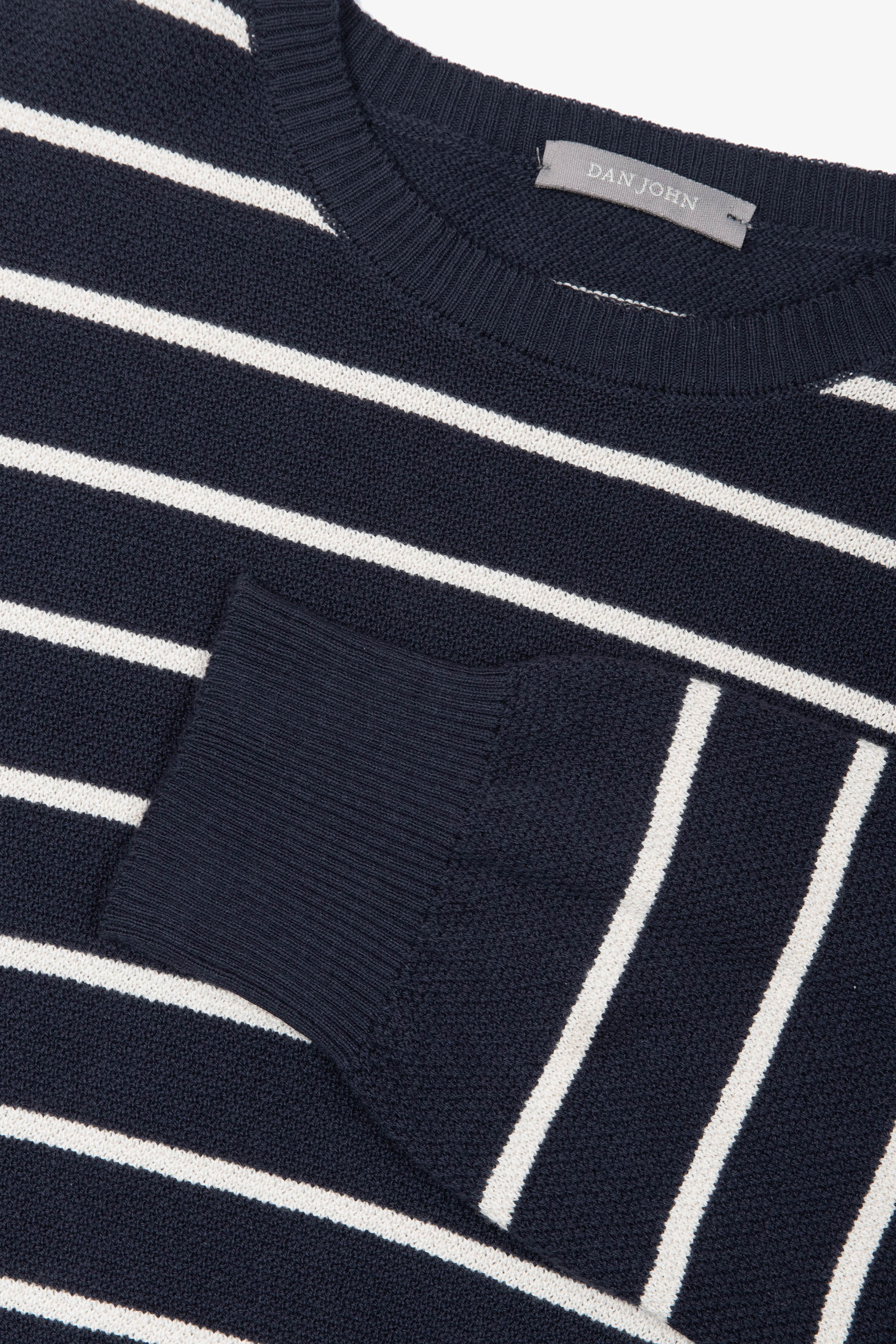Maglia girocollo righe a contrasto blu-Dan John