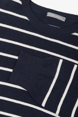 Maglia girocollo righe a contrasto blu-Dan John