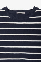 Maglia girocollo righe a contrasto blu-Dan John