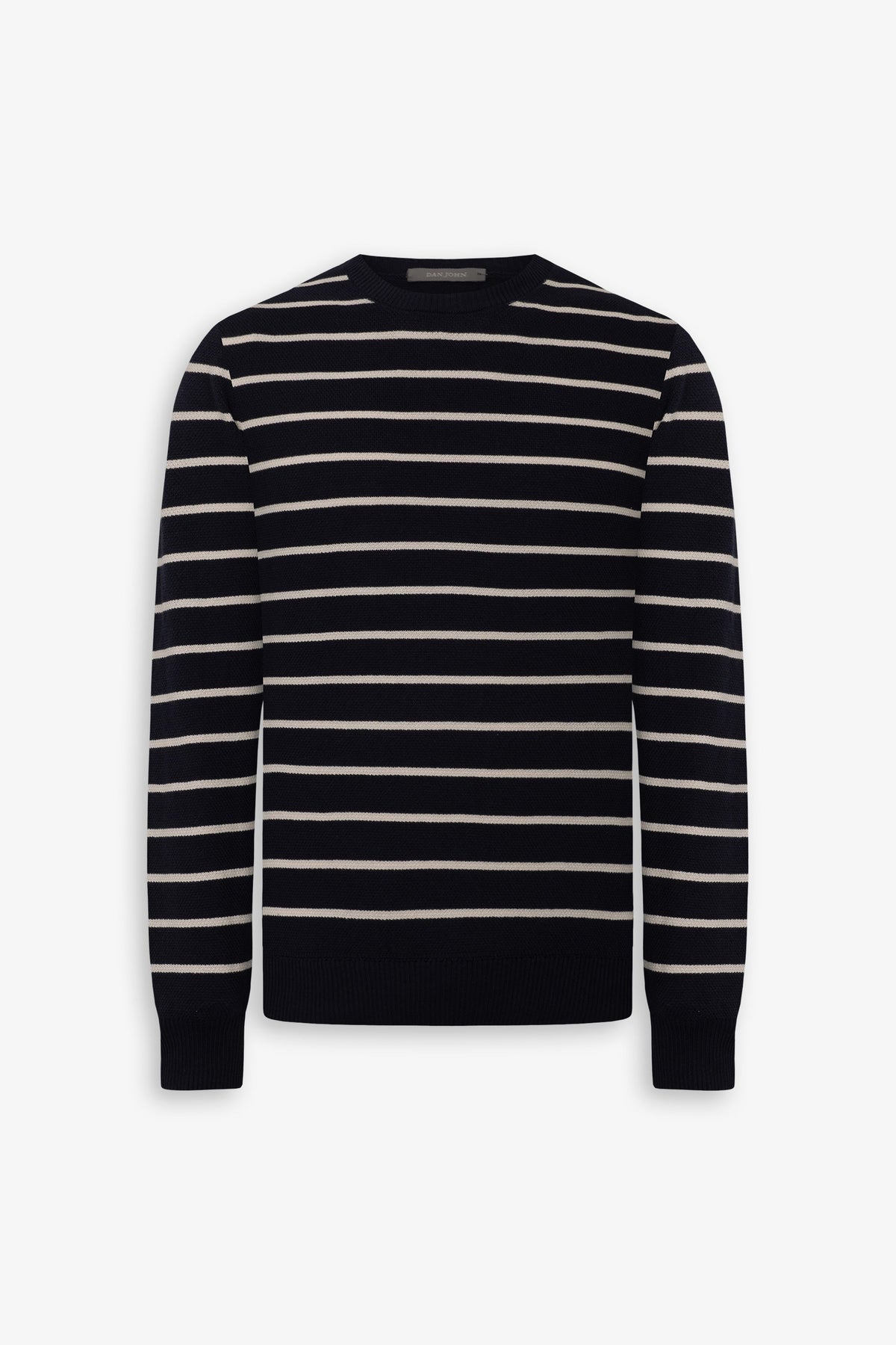 Maglia girocollo righe a contrasto blu-Dan John