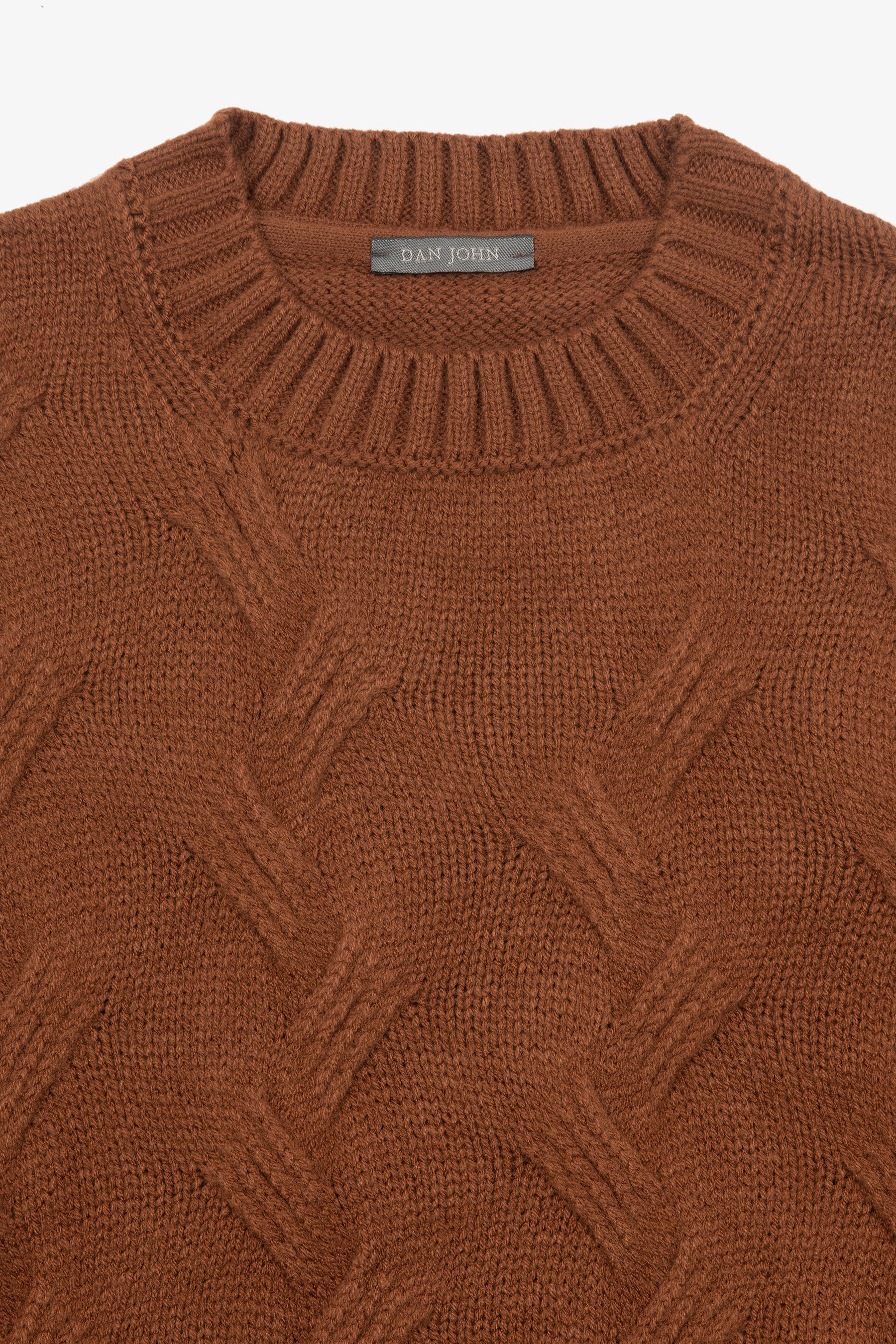 Maglia girocollo treccia discontinua biscotto-Dan John