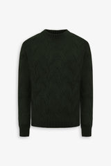Maglia girocollo treccia discontinua verde-Dan John