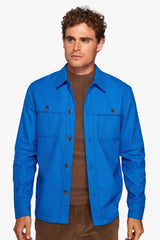 Overshirt in flanella con tasconi cobalto-Dan John