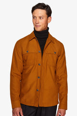 Overshirt in flanella con tasconi ocra-Dan John