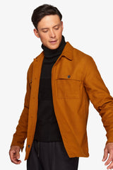 Overshirt in flanella con tasconi ocra-Dan John