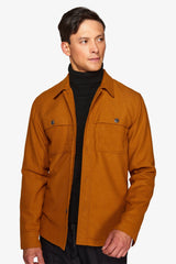 Overshirt in flanella con tasconi ocra-Dan John