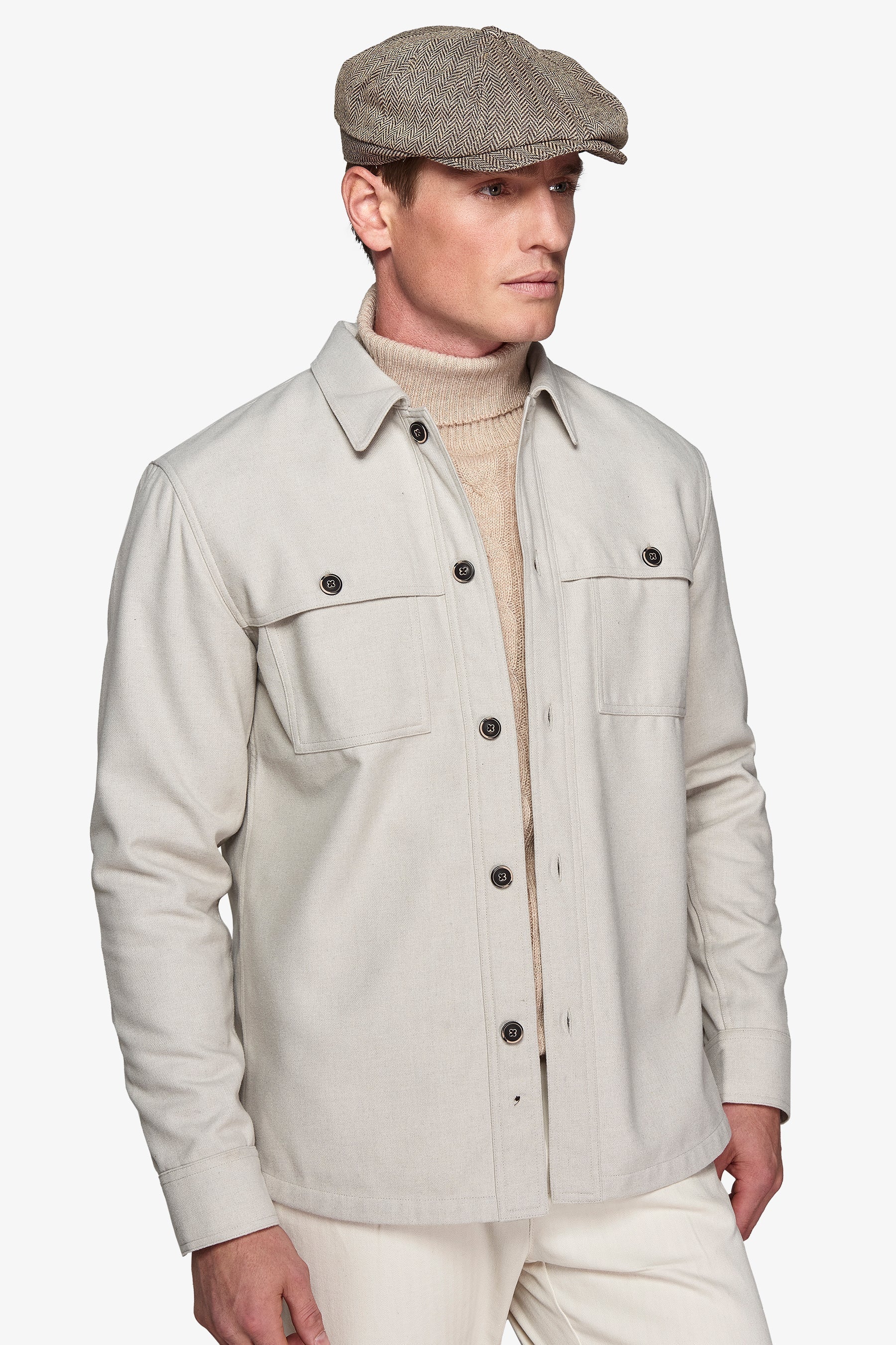 Overshirt in flanella con tasconi tortora-Dan John