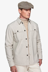 Overshirt in flanella con tasconi tortora-Dan John