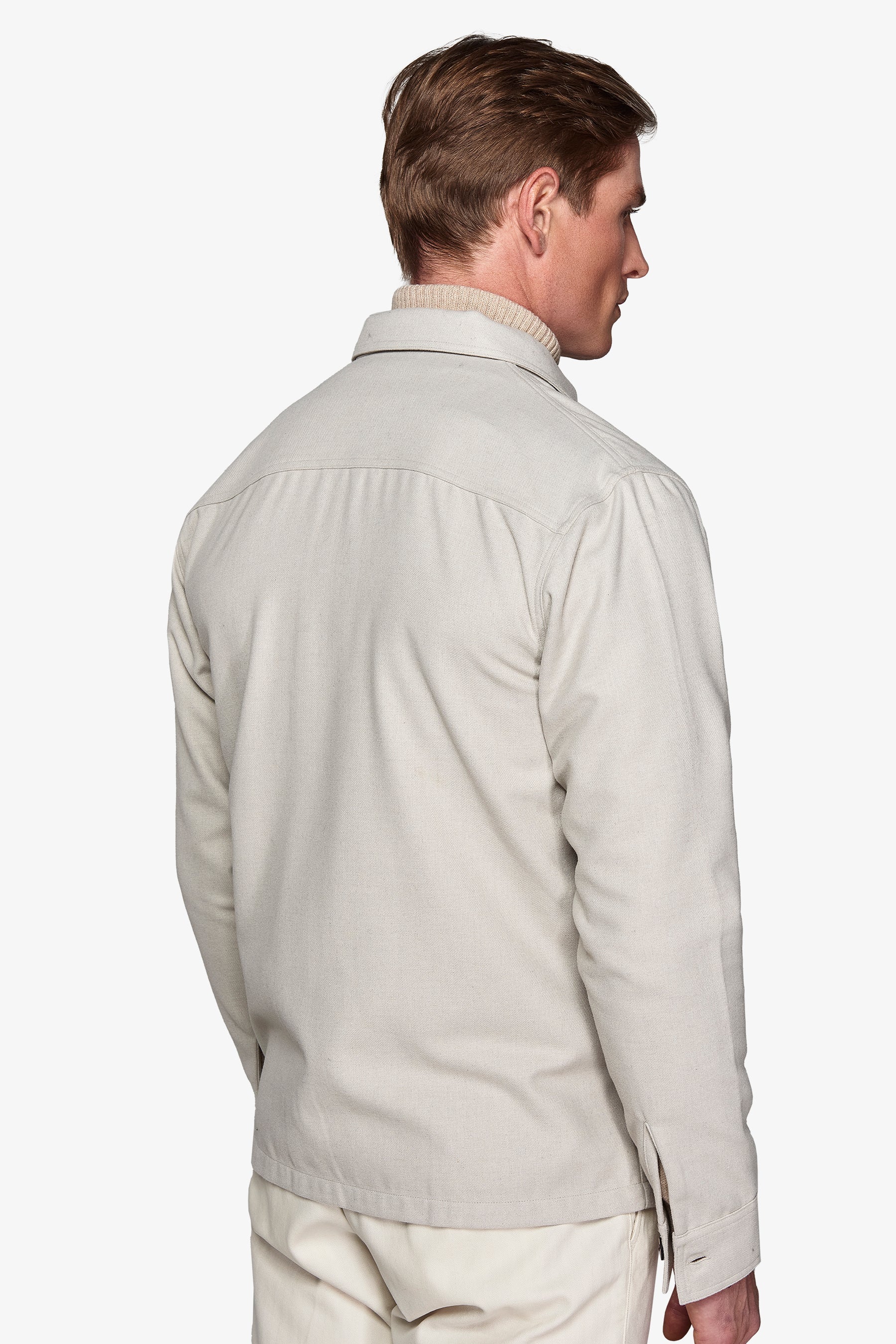 Overshirt in flanella con tasconi tortora-Dan John
