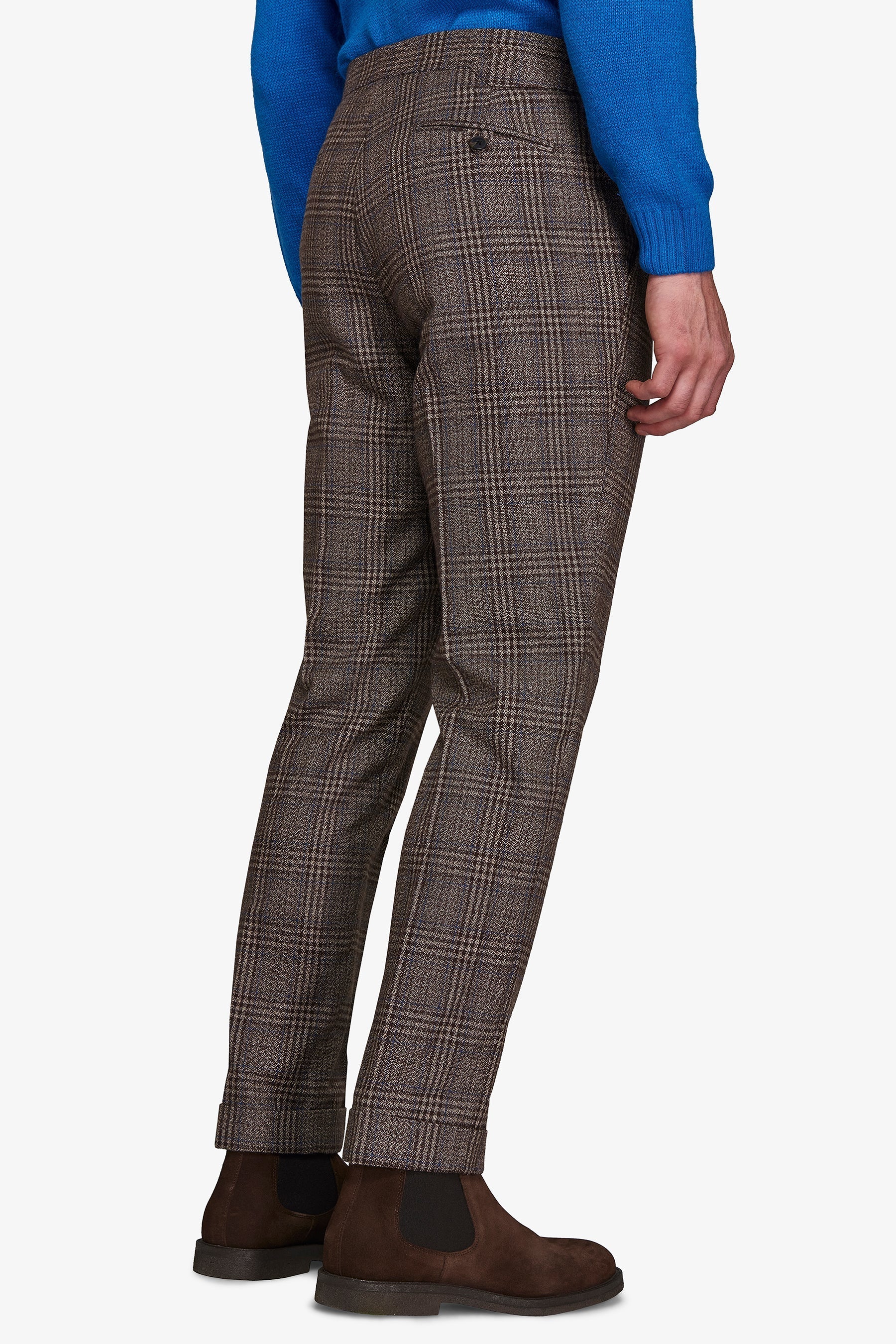 Pantaloni da abito fantasia overcheck castagna slim-Dan John
