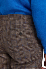 Pantaloni da abito fantasia overcheck castagna slim-Dan John