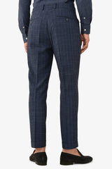 Pantalone da abito gessato fiammato blu slim-Dan John