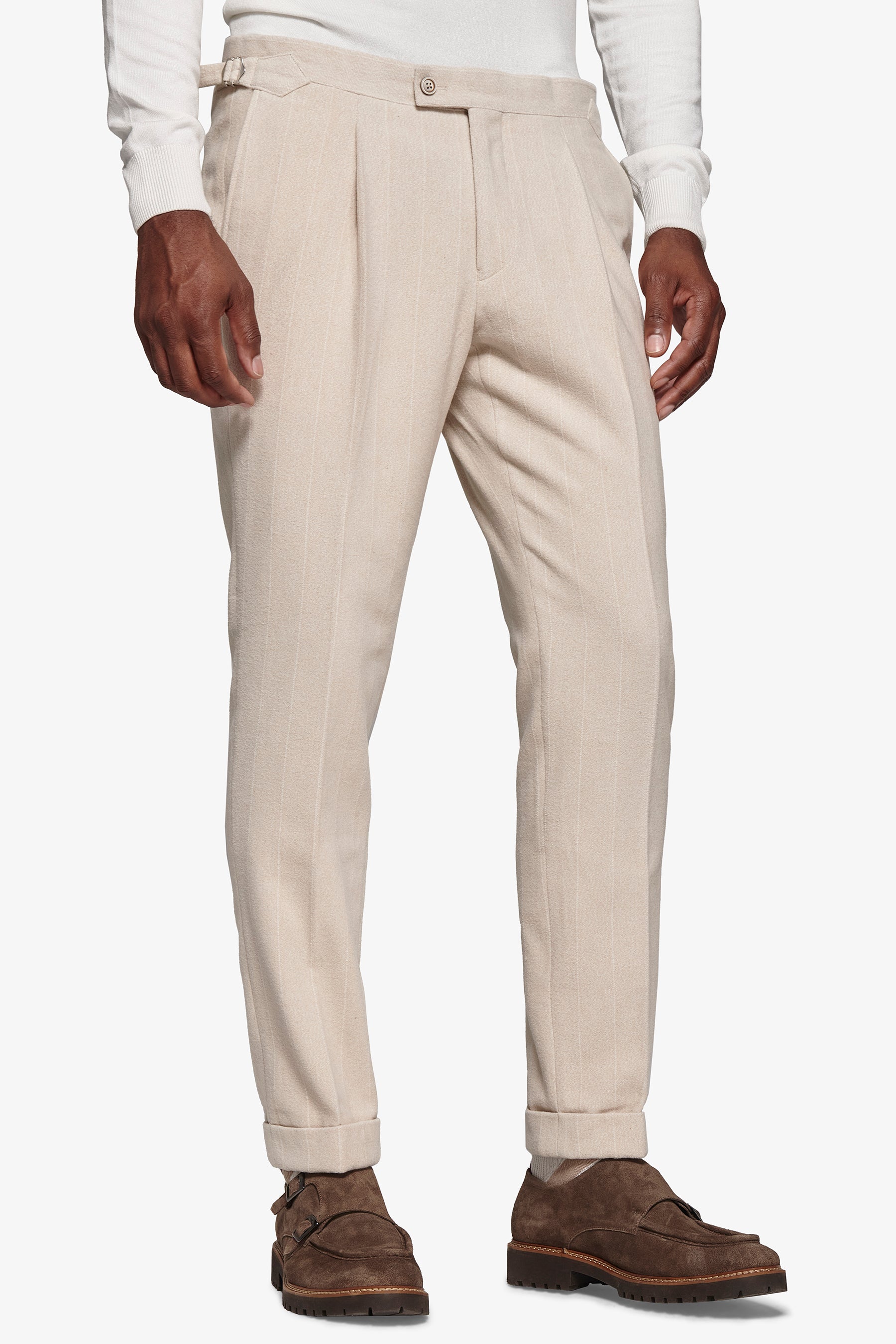 Pantaloni da abito gessato panna-Dan John
