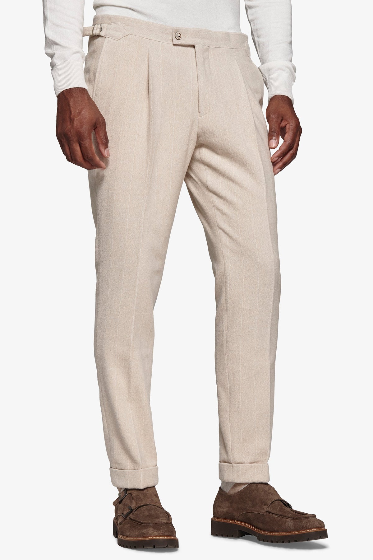 Pantaloni da abito gessato panna-Dan John