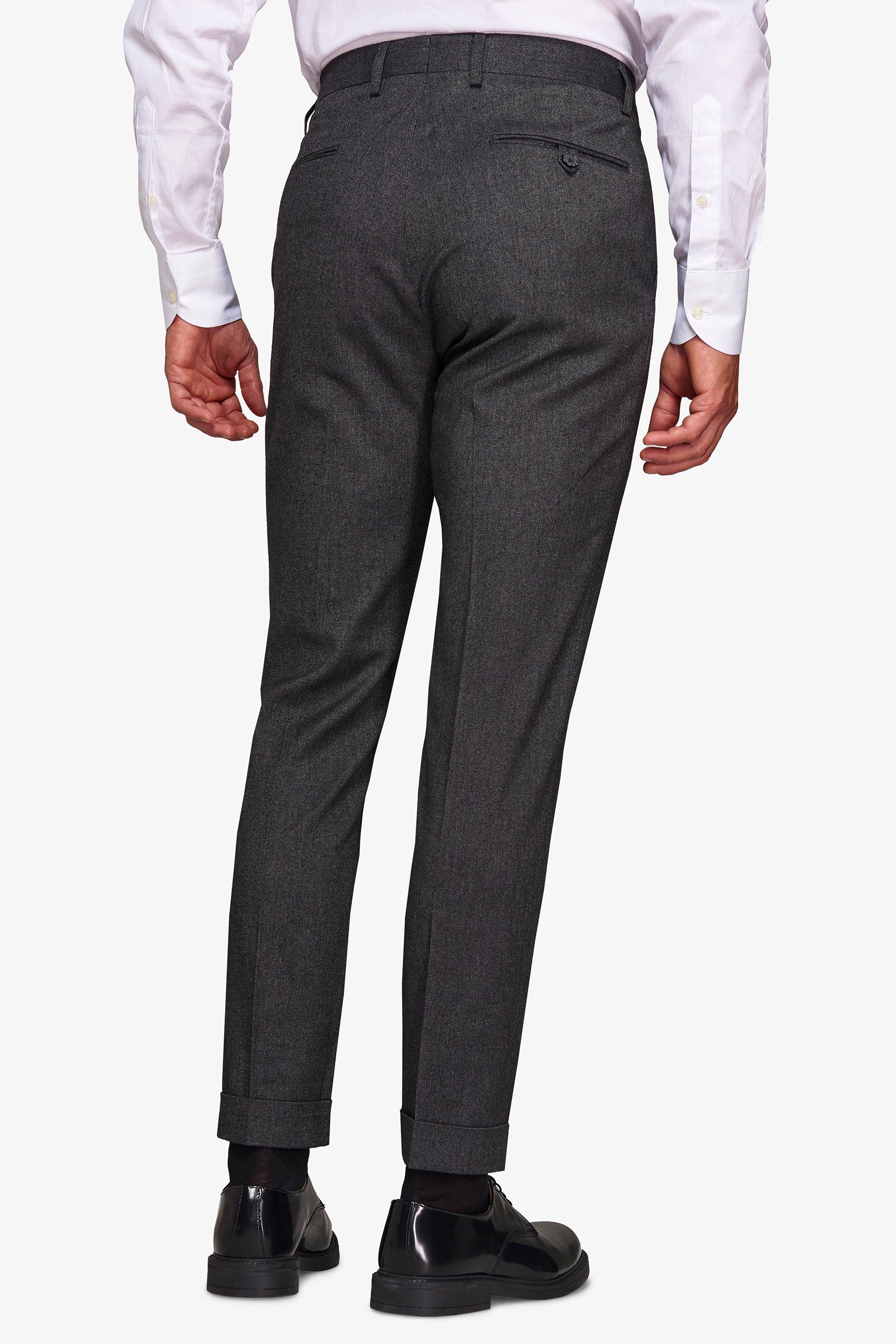 Pantaloni da abito in flanella melange nero-Dan John