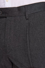 Pantaloni da abito in flanella melange nero-Dan John