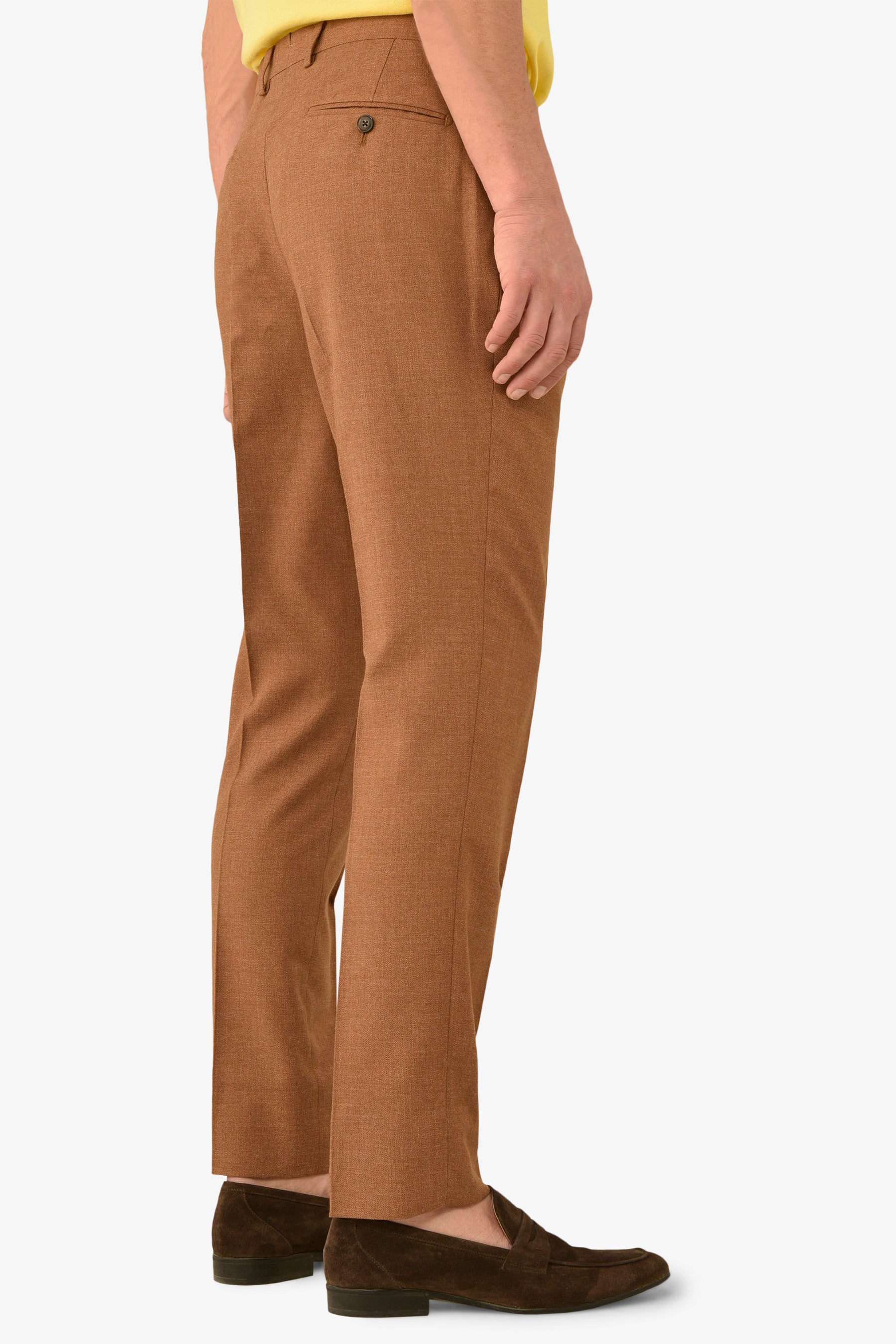 Pantalone da abito misto lino fiammato tabacco slim-Dan John