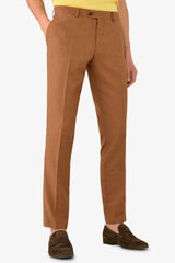 Pantalone da abito misto lino fiammato tabacco slim-Dan John