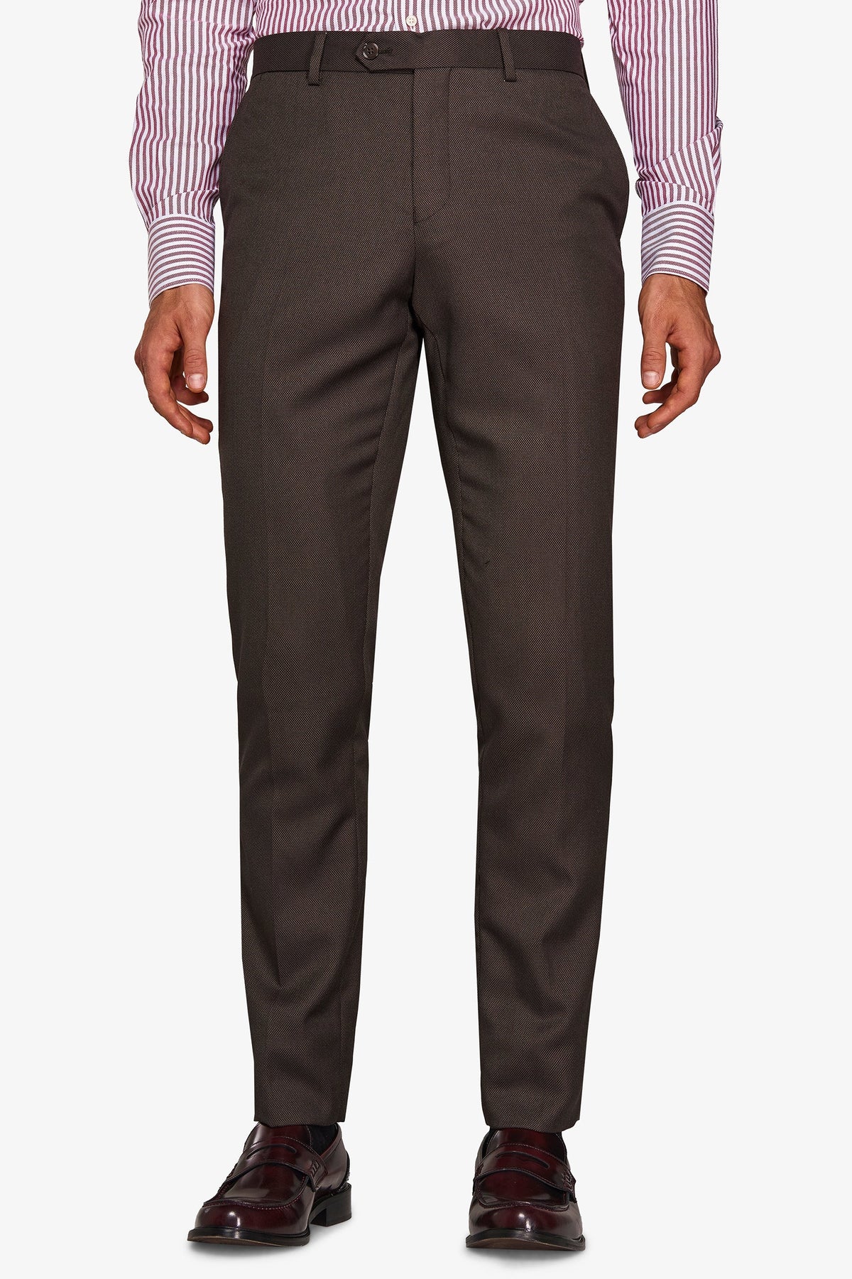 Pantaloni da abito occhio di pernice marrone-Dan John