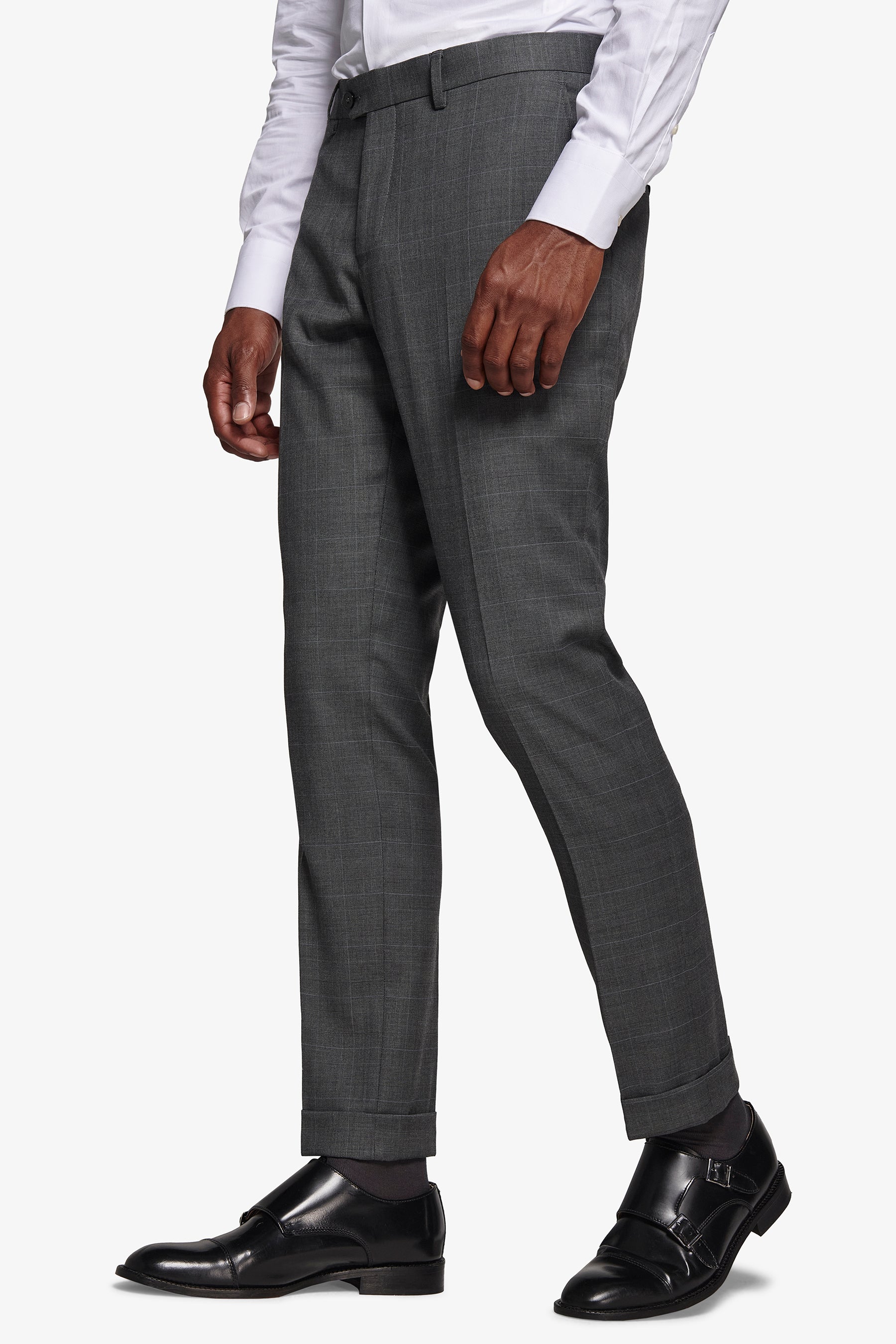 Pantaloni da abito principe di galles antracite-Dan John