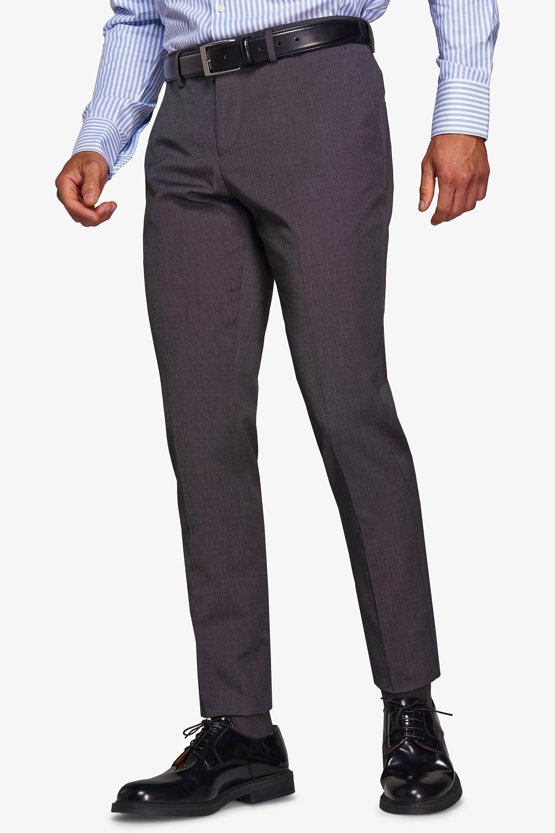 Pantaloni da abito trama punto a spillo antracite slim-Dan John