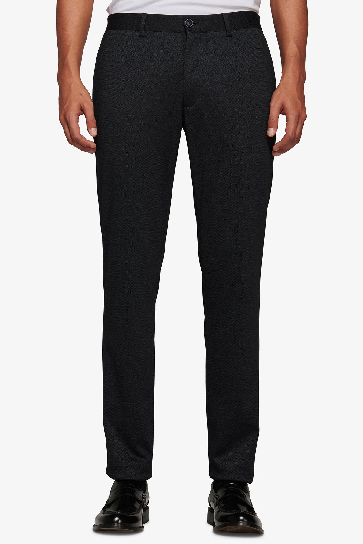 Pantaloni in jersey stretch microfantasia blu-Dan John