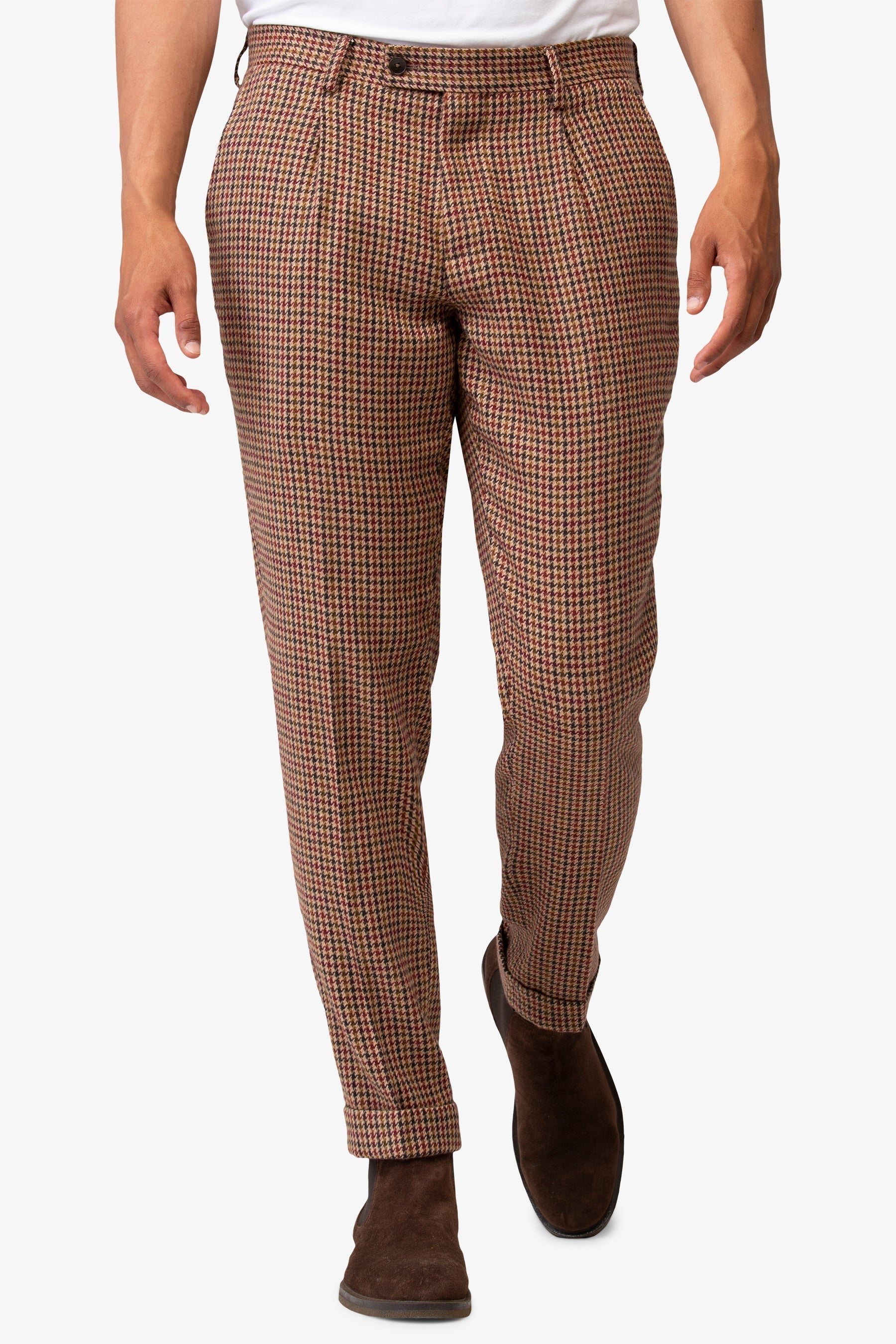 Pantalone pied de poule marrone-Dan John