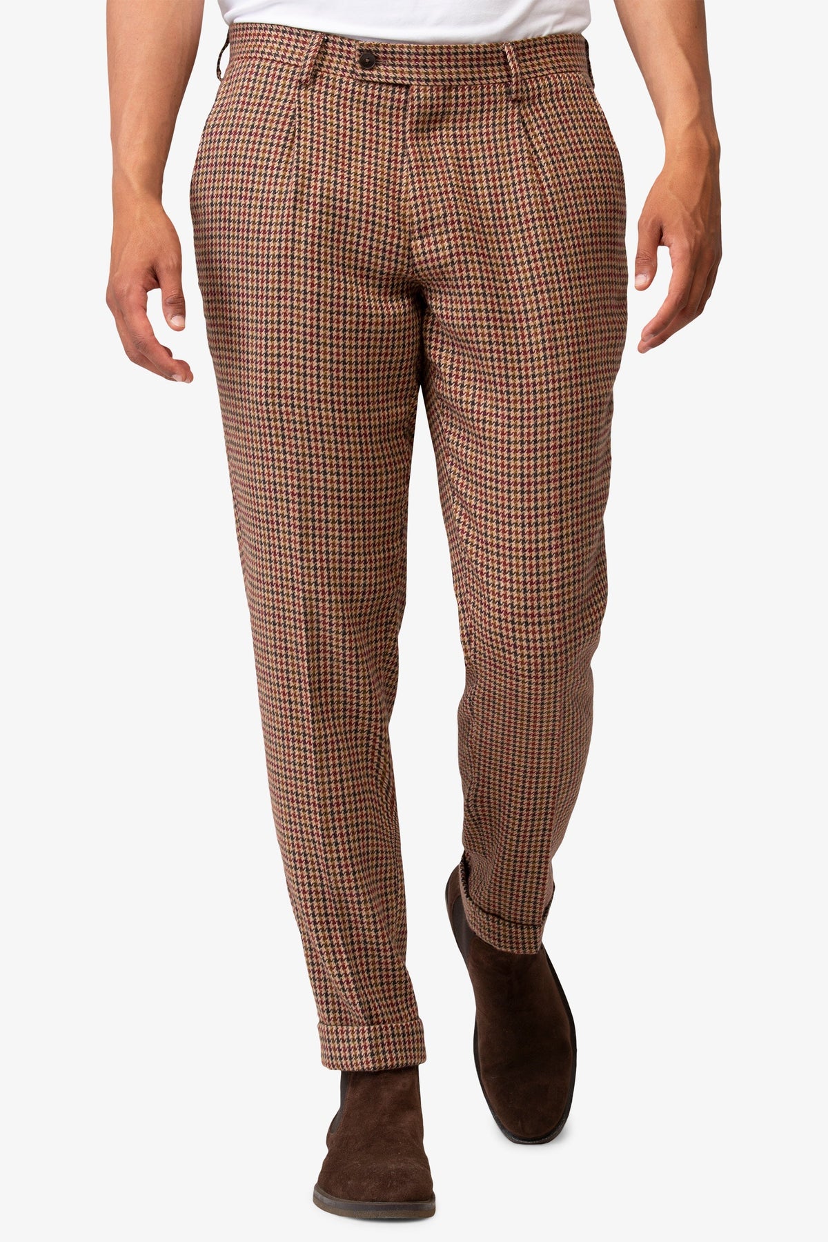 Pantalone pied de poule marrone-Dan John