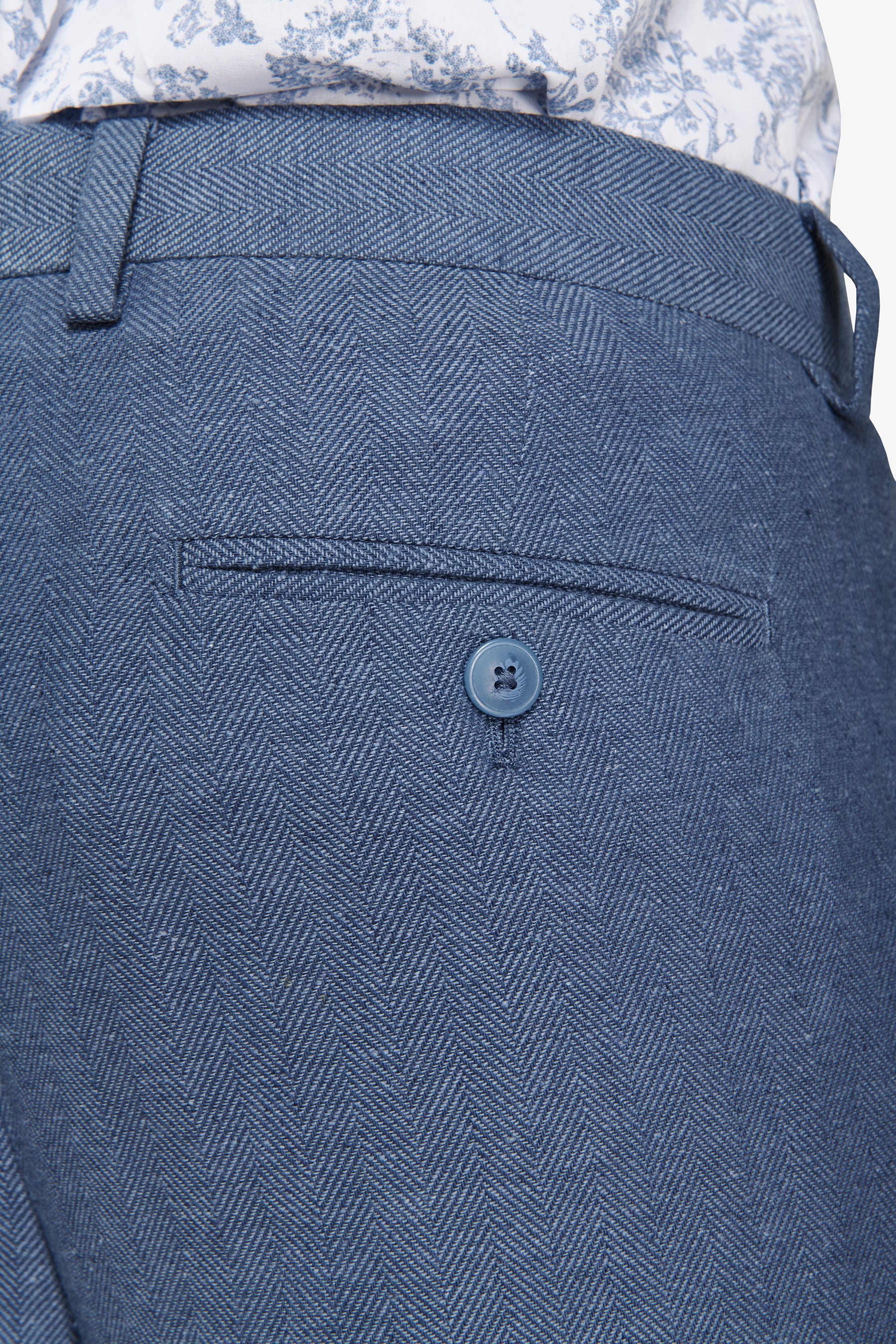 Pantaloni da abito misto lino Herringbone avion-Dan John