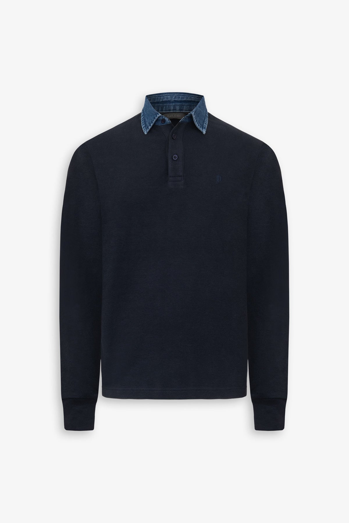 Polo collo denim blu-Dan John