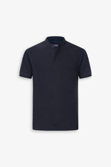 Polo coreana in piquet blu-Dan John