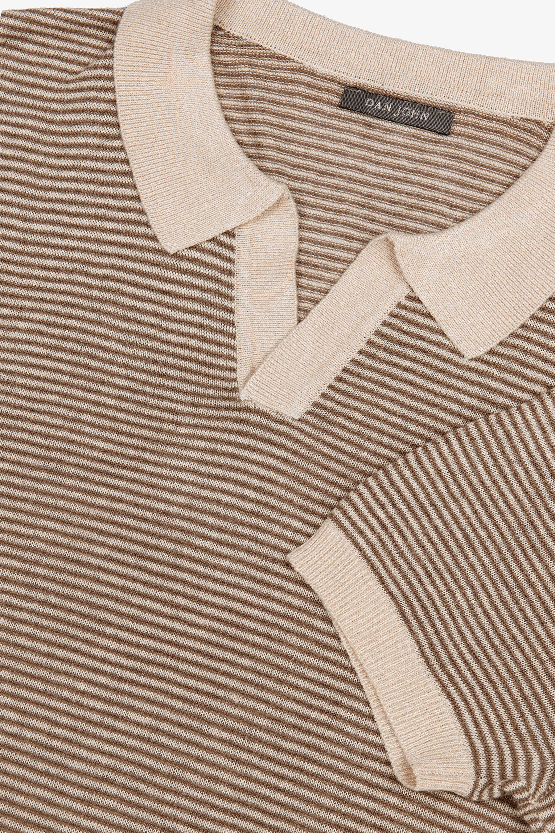 Polo in maglia righe fine collo aperto terra-Dan John