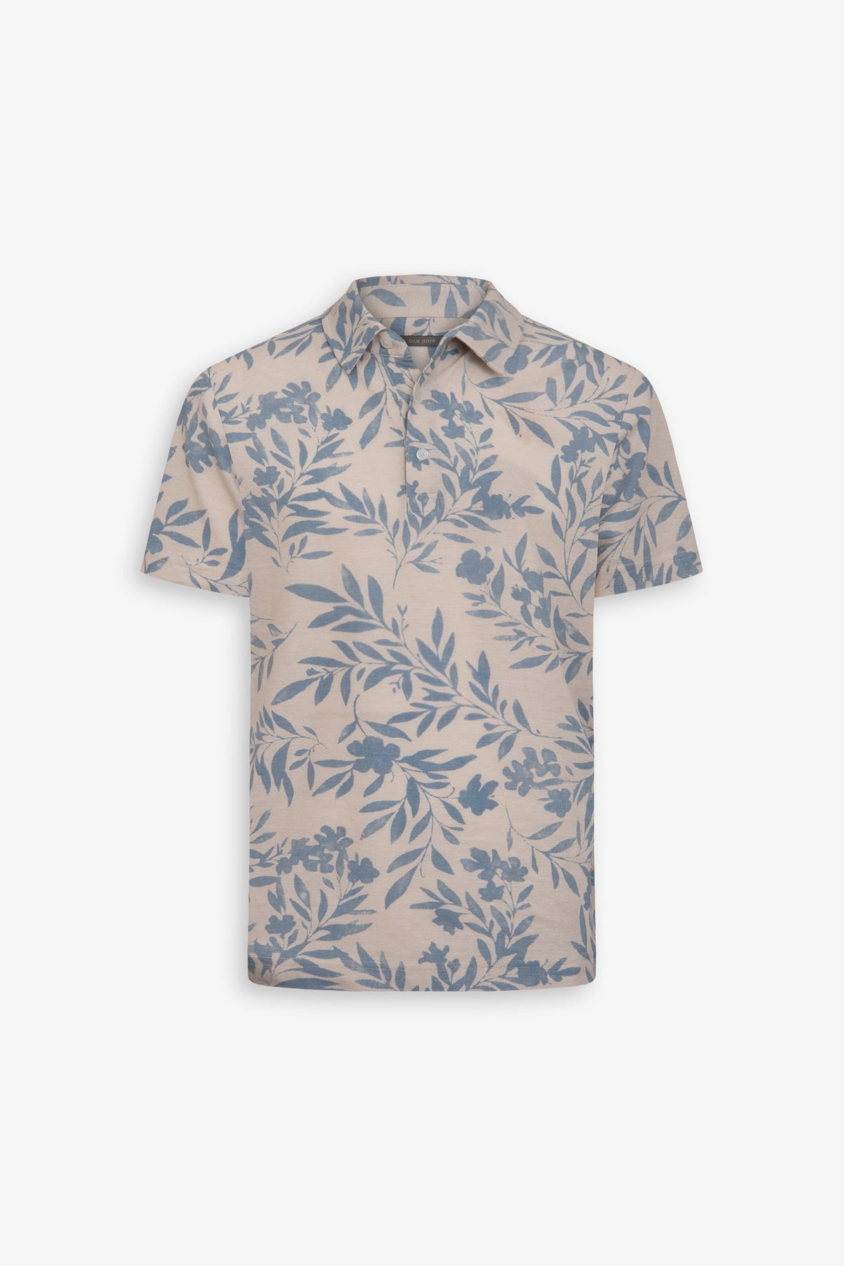 Polo in piquet fantasia fiore celeste-Dan John