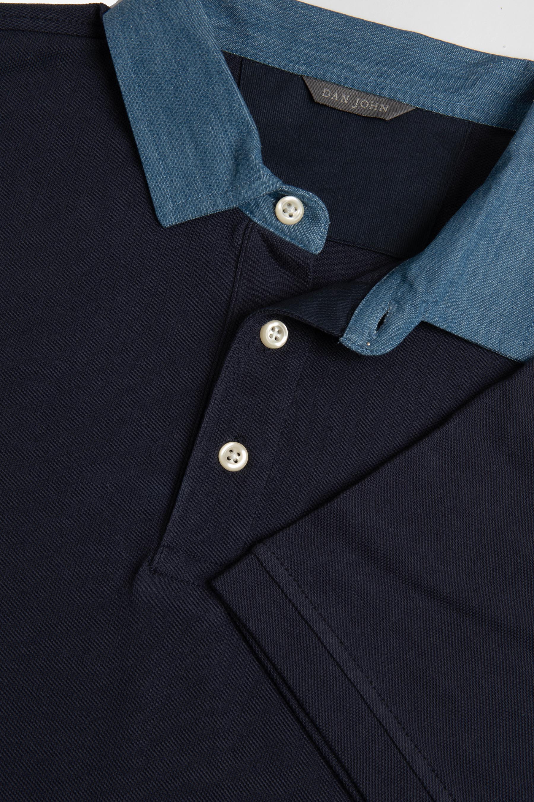 Polo piquet armaturata collo denim-Dan John