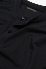 Polo piquet collo coreano blu-Dan John
