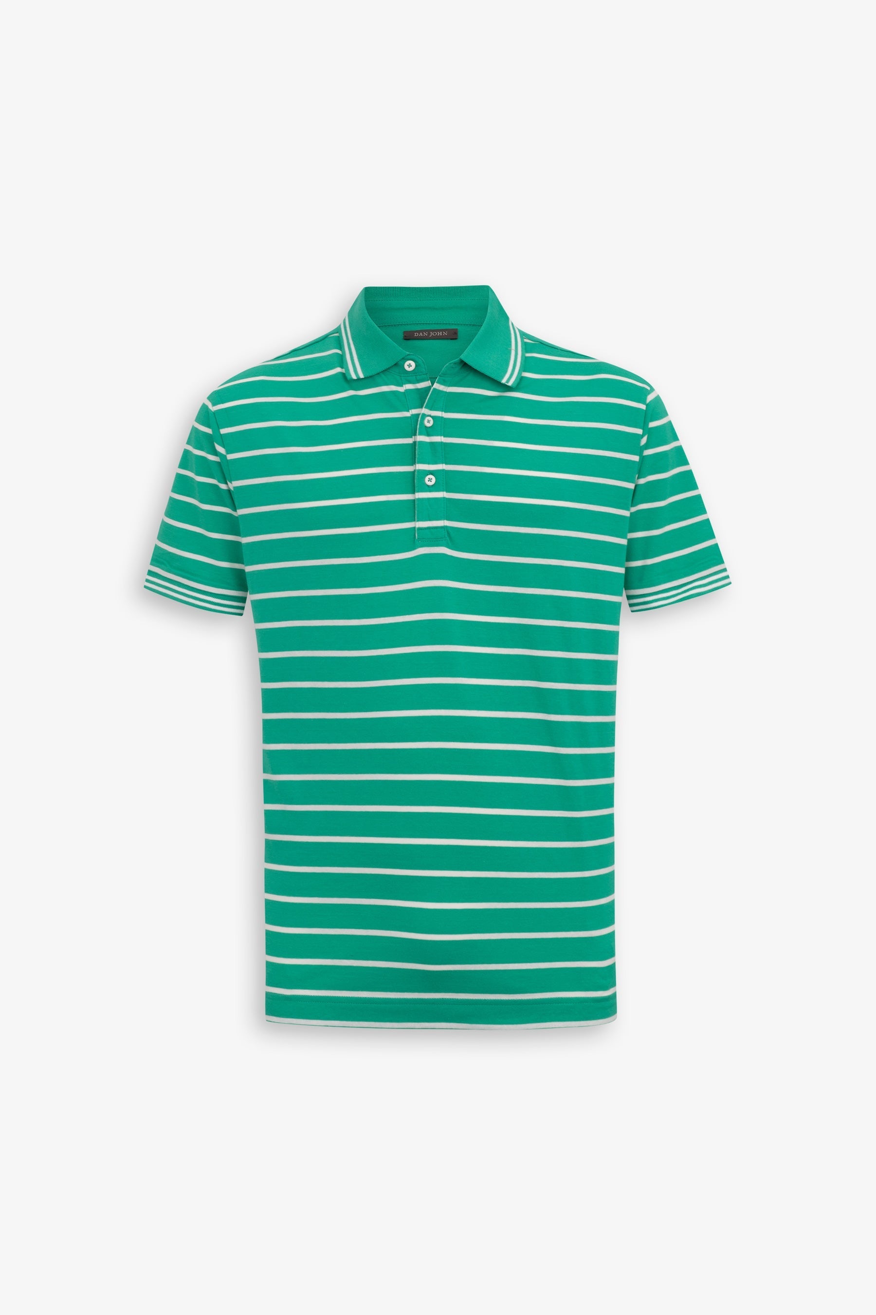 Polo rigata in jersey smeraldo-Dan John