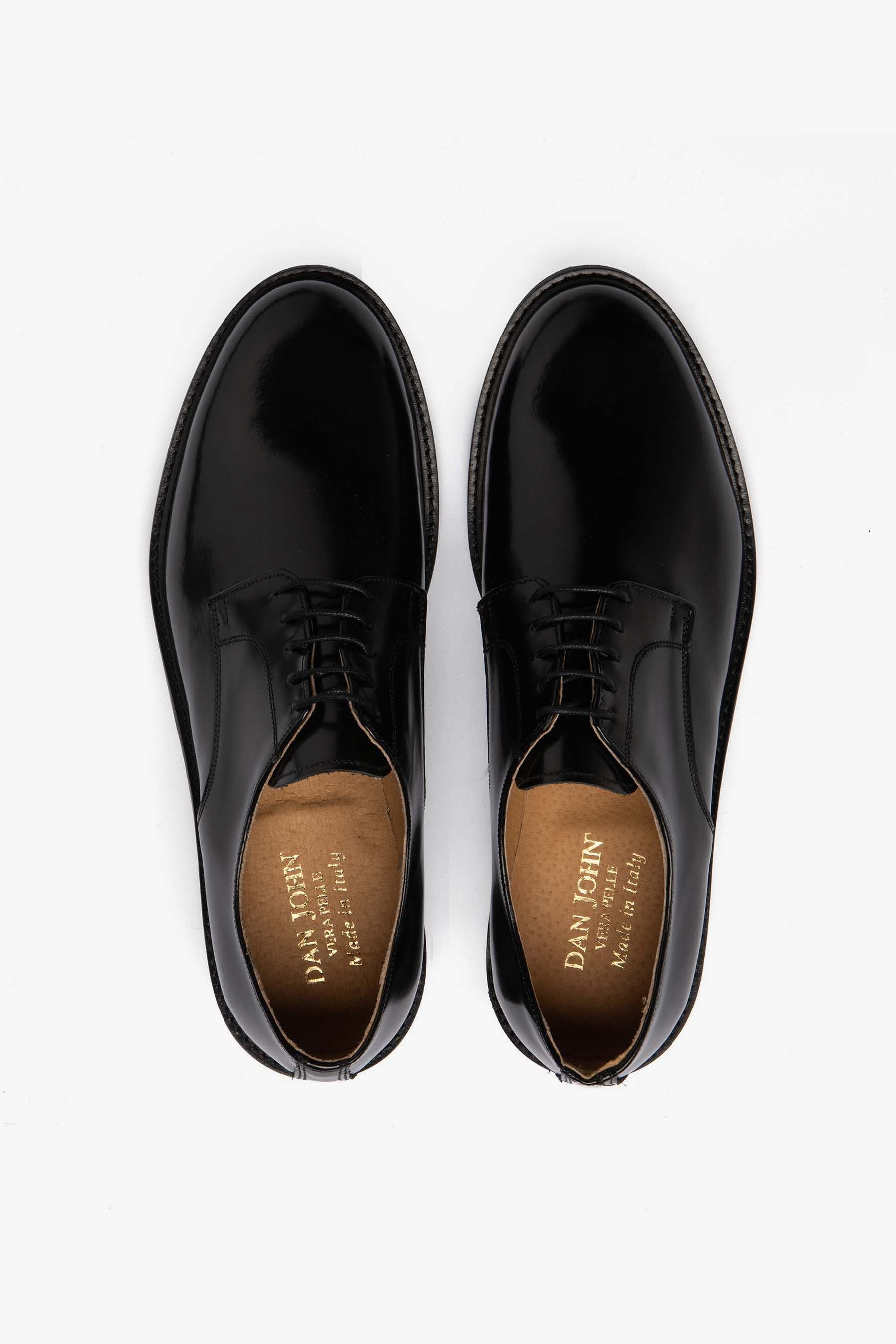Scarpa classica derby suola in cuoio nera-Dan John