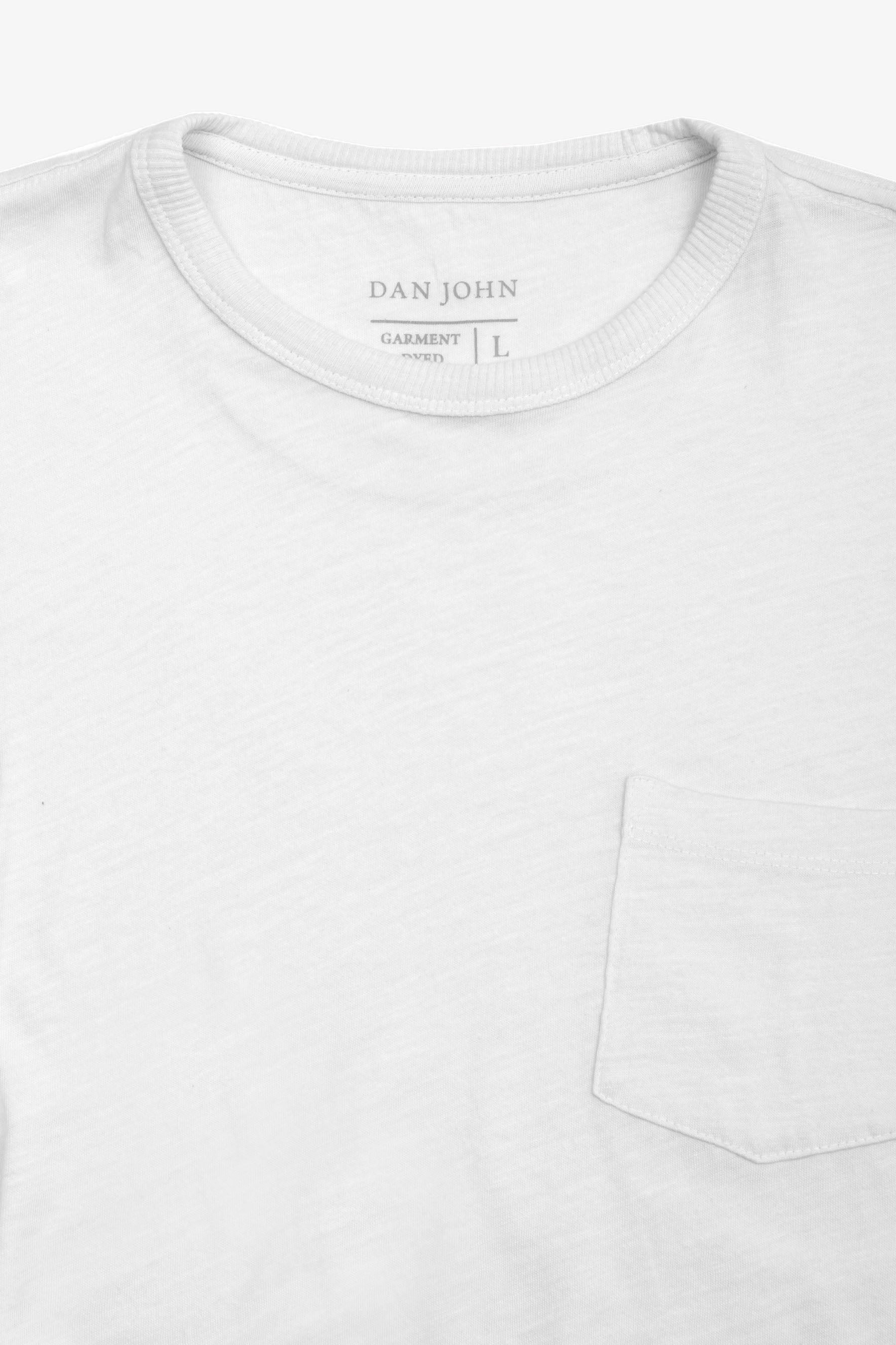 T-shirt girocollo con taschino bianca-Dan John