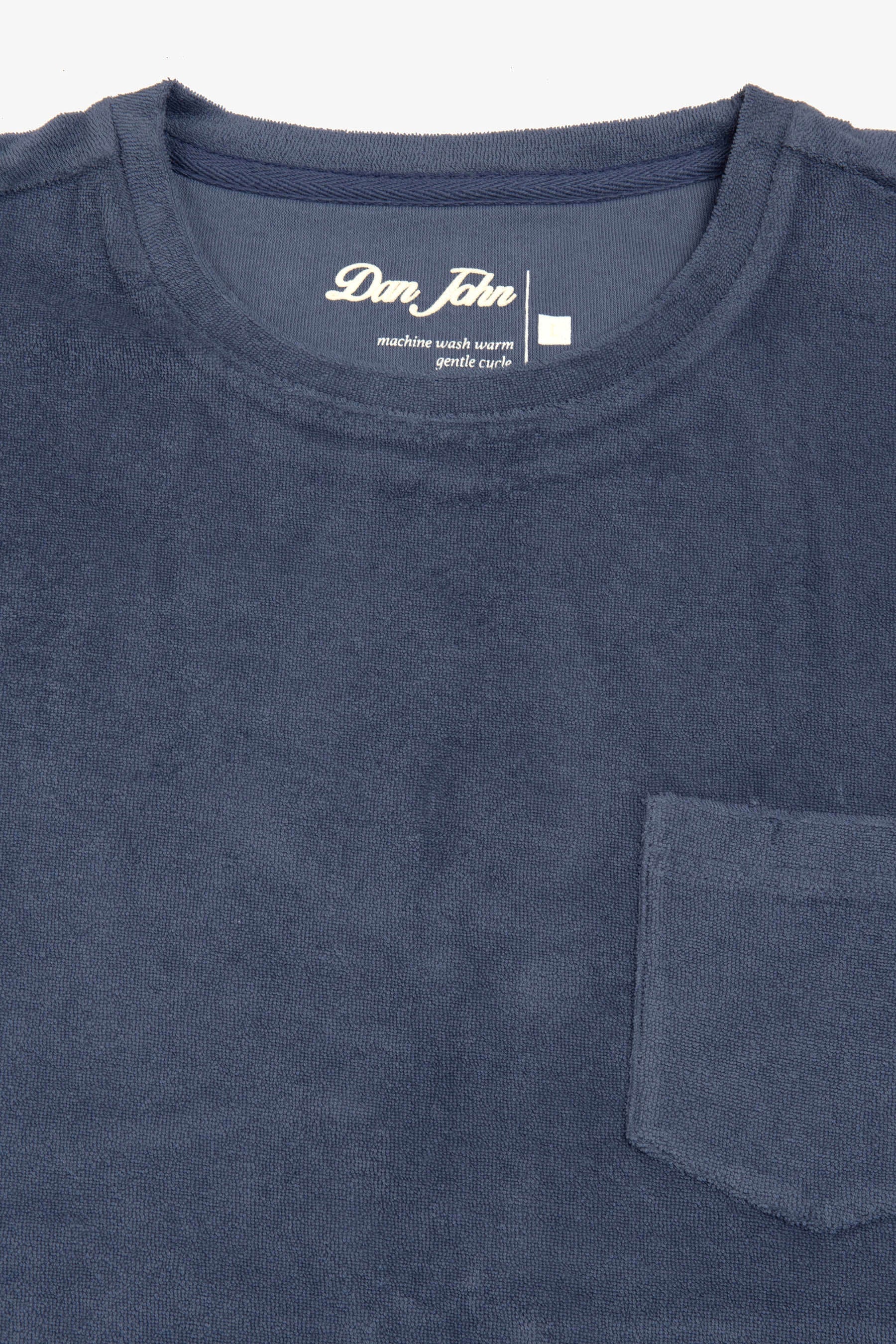 T-shirt girocollo effetto spugna indaco-Dan John