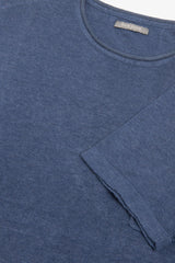 T-shirt in maglia misto lino con taschino indaco-Dan John