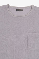 T-shirt in maglia misto lino con taschino lavanda-Dan John