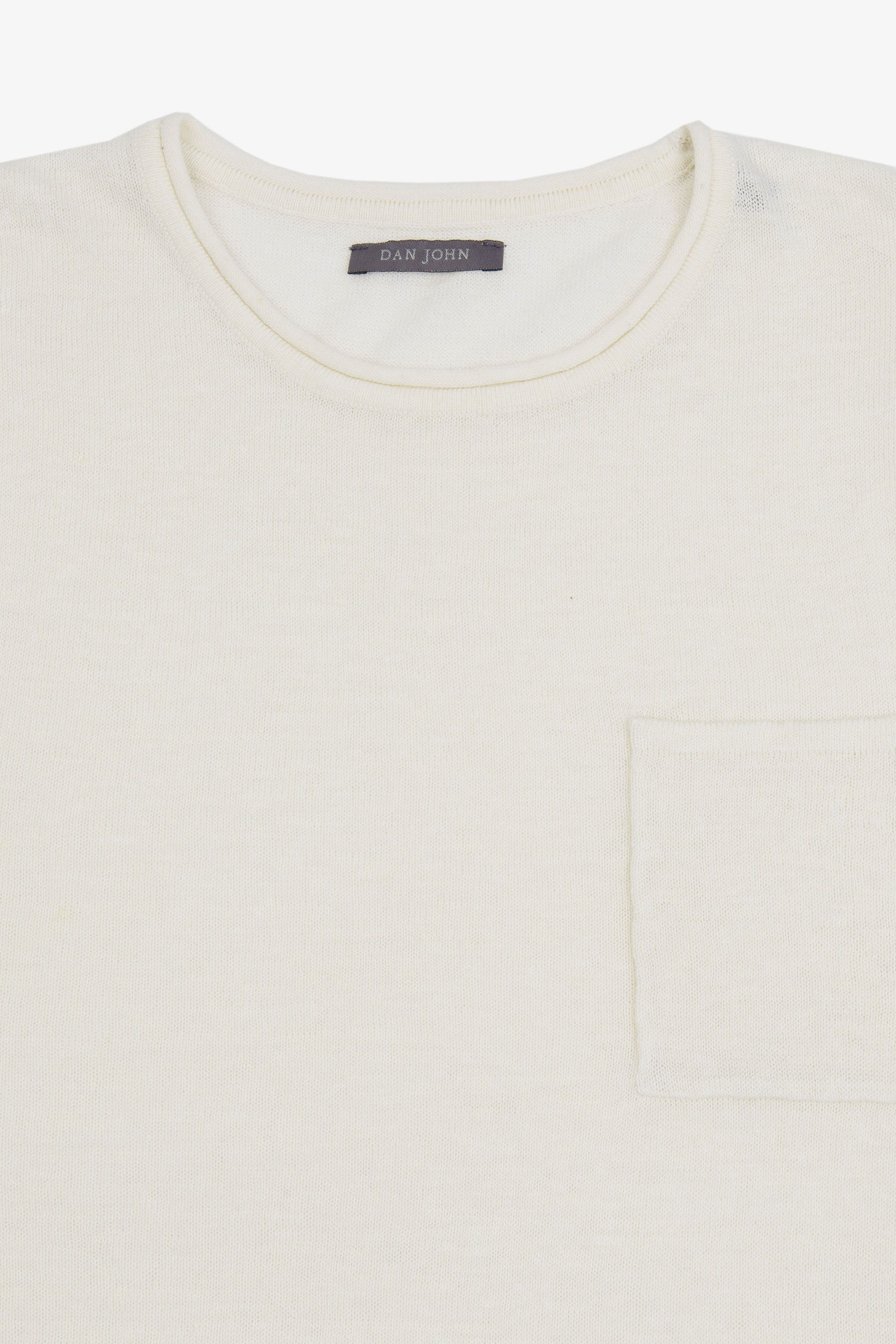 T-shirt in maglia misto lino con taschino papiro-Dan John