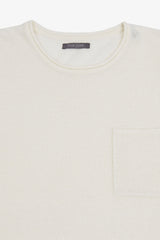 T-shirt in maglia misto lino con taschino papiro-Dan John