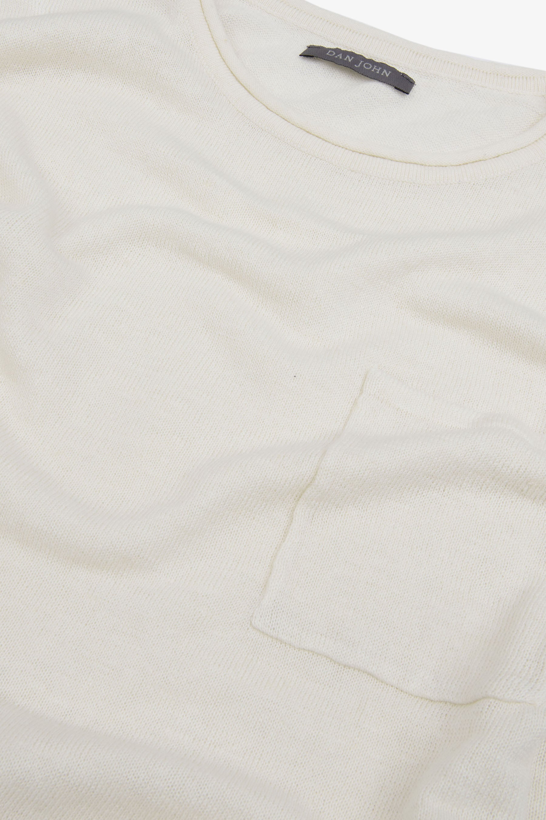T-shirt in maglia misto lino con taschino papiro-Dan John
