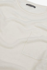 T-shirt in maglia misto lino con taschino papiro-Dan John