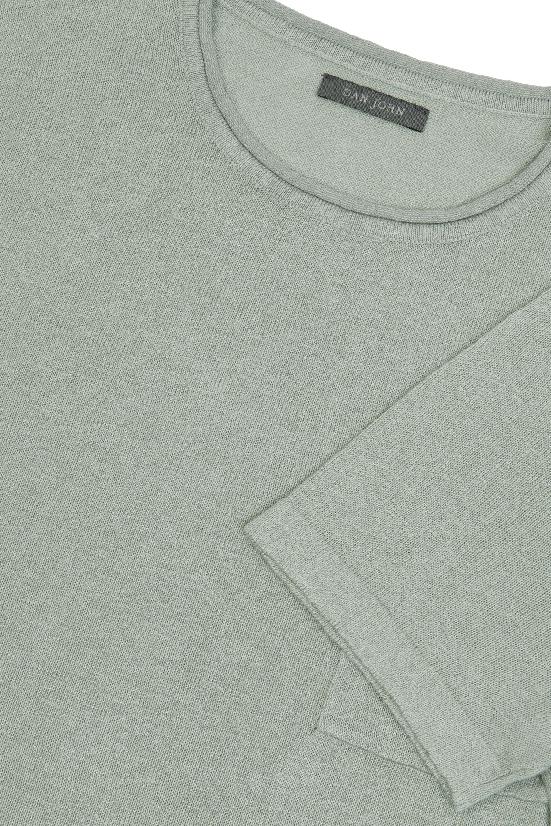 T-shirt in maglia misto lino con taschino salvia-Dan John