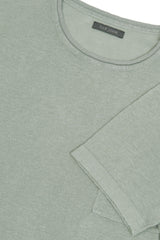 T-shirt in maglia misto lino con taschino salvia-Dan John